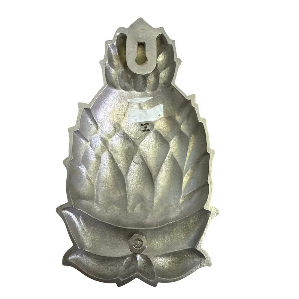 Pineapple Wall Sconce Candle Holder Pewter Finish Metal Tropical  9.5in